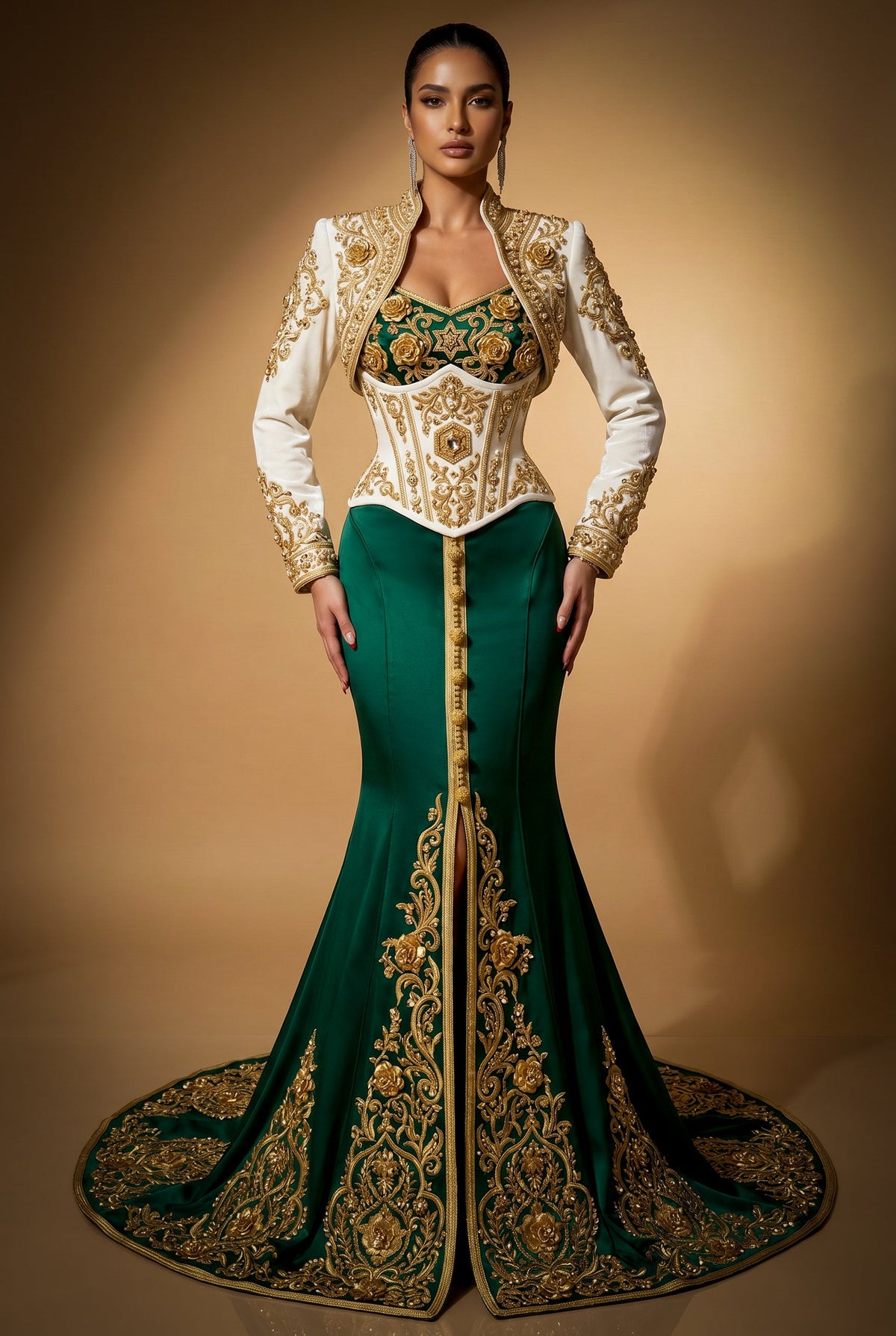 Caftan Royal Vert Émeraude Haute Couture