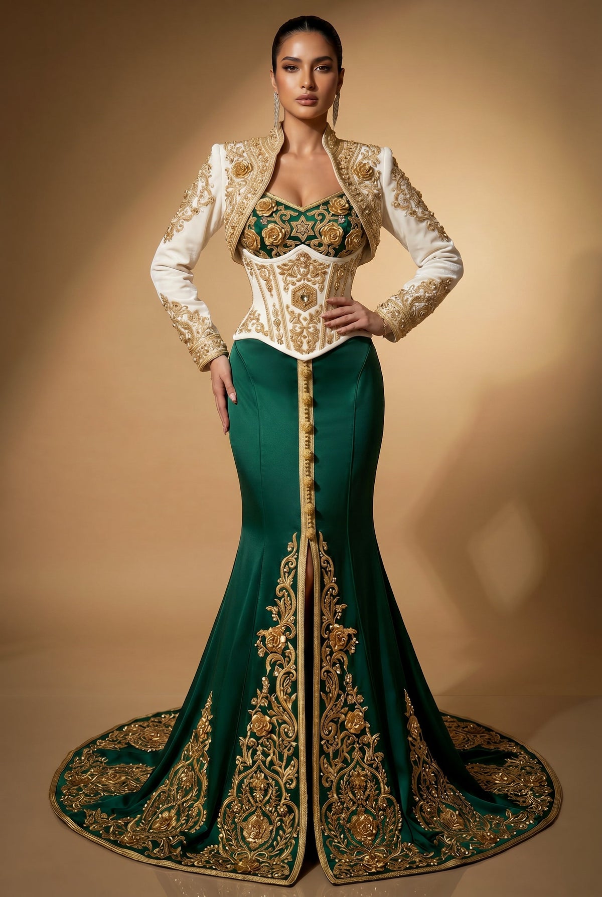 Caftan Royal Vert Émeraude Haute Couture