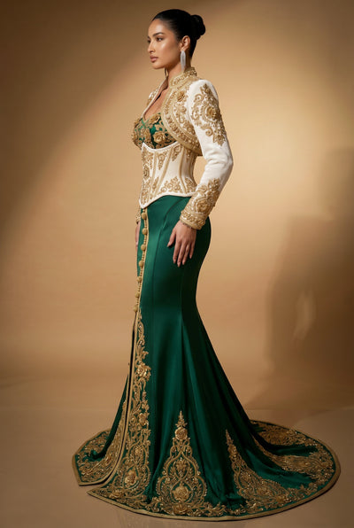 Caftan Royal Vert Émeraude Haute Couture