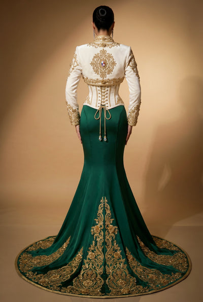 Caftan Royal Vert Émeraude Haute Couture