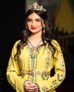 Caftan henné haute couture jaune et vert – Image 4