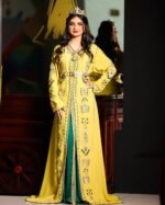 Caftan henné haute couture jaune et vert – Image 2
