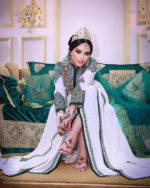 Caftan henné blanc et vert – Image 4